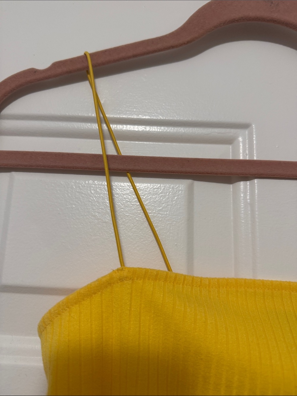 Yellow Ribbed Spaghetti-Strap Crop Top - Picture 5 of 9